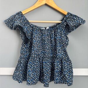 GAP Blue Floral Off-Shoulder Tunic Top
